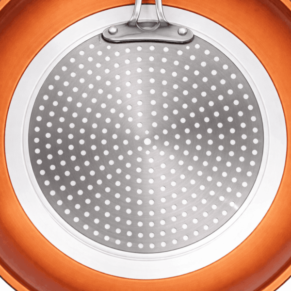 מחבת טיטניום מבית Tita, מעוצבת, כתומה ייחודית, לטיגון בשר וירקות