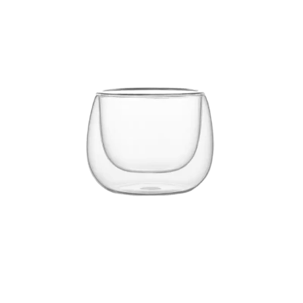 כוס זכוכית דופן כפולה שומרת על בידוד מהיד ועל הקפה או תה חמים